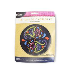 Bucilla Floral Bohemian Paisley Stamped Embroidery Beginner Kit 6" Round 46229